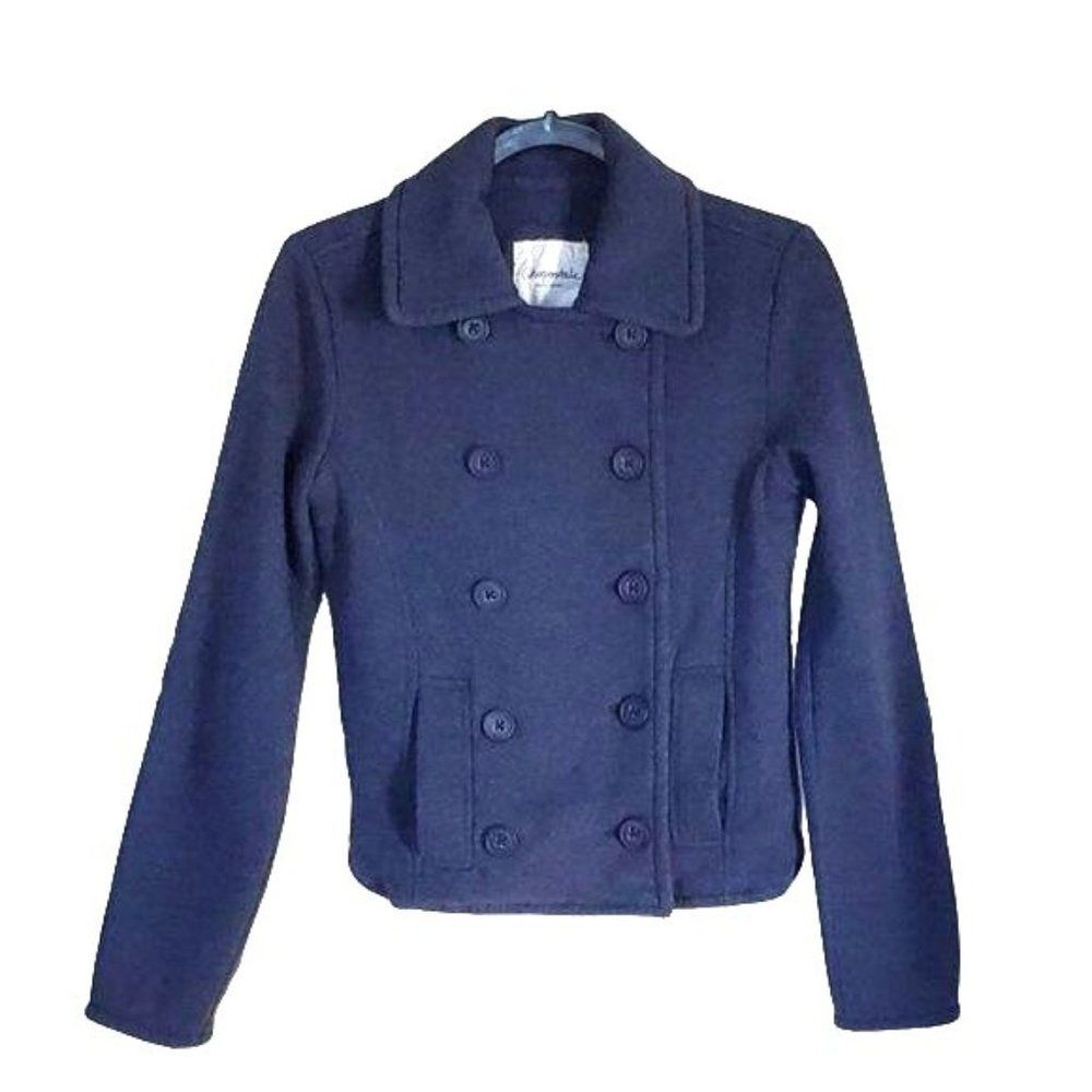 Aeropostale  Womens Blue Coat S Pea Coat Wool Blend Jacket